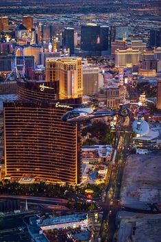 the las vegas strip is lit up at night