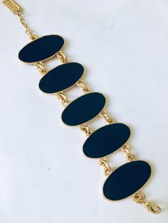 Gold metal bracelet and enamel Luxury Black Enamel Bracelet For Formal Occasions, Luxury Black Enamel Bracelets, Luxury Black Enamel Bracelets For Formal Occasion, Luxury Black Enamel Women's Bracelets, Luxury Designer Bracelets With Black Enamel, Medical Bracelet, Metal Bracelet, Metal Bracelets, Black Enamel