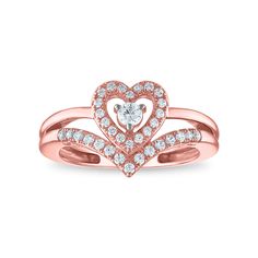 LoveSong EcoLove 3/8 CTW Lab Grown Diamond Heart Promise Ring in 10KT Rose Gold Rose Gold Rings For Valentine's Day, Rose Gold Open Heart Ring For Valentine's Day, Rose Gold Heart Cut Ring For Valentine's Day, Rose Gold Double Heart Ring For Wedding, Valentine's Day Double Heart Diamond Promise Ring, Valentine's Day Double Heart Promise Diamond Ring, Double Heart Diamond Ring For Valentine's Promise, Double Heart Diamond Promise Ring For Valentine's Day, Open Heart Diamond Ring For Valentine's Anniversary