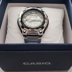 Nib Casio Stainless Men Watches Battery Operated Casual Analog Watches For Business, Casual Analog Business Watches, Casual Analog Chronograph Watch For Business, Casual Watches With 10atm Water Resistance, Casual Watches With 10atm Water Resistance And Round Dial, Casual Watches With Stopwatch And Round Dial, Casual Silver Watches With Subdials, Casual Watch With Stopwatch, Outdoor Silver Analog Watches