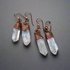 Raw Quartz Crystal Earrings | Blackbird & Sage Boho Drop Earrings, Raw Quartz Crystal, Dangle Earrings Boho, Raw Quartz, Quartz Jewelry, Santa Fe Nm, Spiritual Wisdom, Copper Finish, Copper Earrings