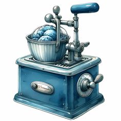 a drawing of a machine with a bowl on the top and two faucets attached to it