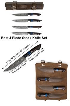 the best knife set in the world with four knives and three pouchs on it