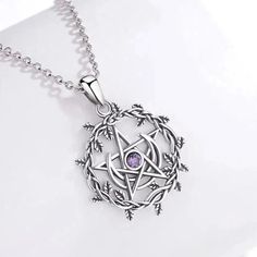 Embrace the mystical energy of the Witch Moon Pentacle Necklace! This stunning piece of Wicca jewelry is crafted from 925 sterling silver, ensuring that it is safe for all wearers. With its olive leaf moon design, it exudes a sense of magic and protection. And with its nickel-free, lead-free, cadmium-free, and hypoallergenic properties, you can wear it all day, every day without any worries. Experience its healing properties and keep your mind, body, and soul in good health. ✨ Pendant Size :32.9*23.8mm；Weight:3.28g; Chain size: 18 inch ( 46cm) or 20 inch (51cm),Chain width 1.1 mm Package Included (To Choose one of 3 Different Sets) 1. 1x Only Pendant+1x Silver Cloth+1*Box 2. 1x 24 inch wax leather rope +1x Pendant +1x Silver Cloth+1* Box 3. 1x 18 inch chain +1x Pendant+1x Silver Cloth+1* B Mystical Sterling Silver Pendant Necklace, Magical Silver Pendant Necklace, Magical Sterling Silver Round Pendant Necklace, Sterling Silver Magical Round Pendant Necklace, Magical Moon Shaped Sterling Silver Necklace, Mystical Sterling Silver Round Necklace, Magical Moon-shaped Sterling Silver Necklace, Mystical Round Sterling Silver Necklace, Magical Sterling Silver Pendant Jewelry