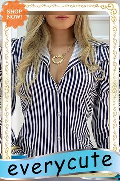 New Striped Puff Sleeve Slim Shirt Dress Striped Long Sleeve Party Top, Striped Long Sleeve Party Blouse, Spring Party Striped Blouse, Striped Blouse With Puff Sleeves, Dress Shirts For Women, Women's Shirt, Autumn And Winter, New Woman, Women's Fashion Dresses