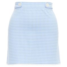 MIU MIU 2019 blue white gingham seersucker scallop trim buttons mini skirt XS Reference: YIKK/A00149 Brand: Miu Miu Designer: Miuccia Prada Collection: 2019 Material: Polyamide, Blend Color: Blue, White Pattern: Gingham Closure: Zip Lining: Blue Fabric Extra Details: Designed with a seersucker fabric and button tabs at the waist, this pretty piece is sure to bring out your playful side. Featuring an A-line shape, a high rise, button tabs at the waist, a concealed side zip fastening, a gingham ch Bloom Outfits, Miu Miu Outfit, Polyvore Skirt, White Skirt Outfits, Womens Skirt Outfits, Check Mini Skirt, Ishikawa, Blue Gingham, Gingham Check