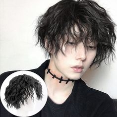 Bangs For Men, Harajuku Wigs, Wigs For Men, Mens Wigs, Wig Party, Corte Pixie, Fake Hair, Short Curly Wigs, Wig Short