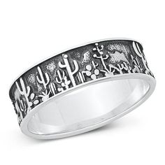 Cute Desert Scene Ring .925 Sterling Silver Oxidized Nature Band Jewelry Female Male Unisex Size 7 All our silver jewelry is crafted from .925 silver also commonly referred to as sterling silver. Sterling silver is the standard for beautiful high-quality silver jewelry and can not be replicated by lower priced silver plated jewelry. It is 92.5% pure silver, mixed with alloys to add strength and durability to stand the test of time. We promise superior service which includes fast shipping, great communication, and Walmart's refund policy. Keep your fine jewelry shiny and elegant by storing it properly. Jewelry needs to be stored in a dry area, preferably away from air in a jewelry box or plastic bag. Avoid exposure to harsh chemicals. Use a polishing cloth to remove tarnish build-up over ti Cute Desert, Desert Scene, Tarnish Remover, Female Male, Band Jewelry, Silver Plated Jewelry, Pure Silver, Cute Jewelry, Plastic Bag