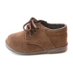 Your little man will look charming and cute in this sturdy leather shoe from Angel Shoes. This style tends to run big. You may want to size down; please refer to the size chart. | Angel Shoes | Baby James Nubuck Leather Lace Up Shoe (Brown, Size 7)  |  Maisonette collects the best children’s products from around the world (unlike Zulily, Etsy, The Tot, Farfetch Kids, Childrensalon, Crate and Kids, Kohls, Wayfair, Buy Buy Baby, Nordstroms, Mini Boden, J.Crew Factory, or PotteryBarn Kids), creatin Brown Low-top Suede Dress Shoes, Brown Boots With Soft Sole For Fall, Brown Soft Sole Boots For Fall, Casual Brown Suede Dress Shoes, Brown Suede Oxfords With Round Toe, Brown Suede Closed Toe Dress Shoes, Brown Leather Shoes With Soft Sole And Round Toe, Brown Leather Shoes With Soft Round Toe, Brown Closed Toe Dress Shoes For Fall