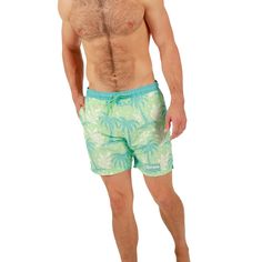 Embark on a sun-soaked adventure with these stylish men's green Corona board shorts, featuring a lively all-over print of swaying palm trees that effortlessly blend laid-back charm with vibrant design. The shorts are crafted from polyester microfiber twill with a mesh lining and are equipped with a convenient back pocket. The drawstring adjustable elastic waistband ensures a comfortable fit for sizes XS to 3XL, making them a versatile choice for your beach outings and casual occasions. Machine w Green Swim Trunks With Built-in Shorts For Surfing, Tropical Bottoms With Built-in Shorts, Tropical Swimwear With Built-in Shorts, Tropical Swim Trunks With Built-in Shorts, Green Hawaiian Style Short Bottoms, Green Summer Swim Trunks, Green Tropical Swim Trunks With Built-in Shorts, Green Swim Trunks For Summer Beach, Green Swim Trunks For Vacation Pool Time