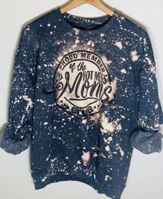 Proud Member of the Hot Mess Mom Club sweatshirt in pink or navy. Sublimation. No cracking or peeling! Sweatshirts are all unisex sizing and are 50%polyester 50% cotton. Brands will vary depending on availability. We use Gildan, Next Level, Tultex, Bella Canvas and Anvil. If you have a preferred brand, let us know! Blue Distressed Crew Neck Sweatshirt, Distressed Crew Neck Tops For Winter, Distressed Crew Neck Winter Top, Winter Crew Neck Distressed Tops, Band Merch Long Sleeve Sweatshirt With Custom Print, Casual Cotton Sweatshirt With Sublimation Print, Acid Wash Long Sleeve Sweatshirt With Screen Print, Acid Wash Long Sleeve T-shirt With Letter Print, Acid Wash Cotton Sweatshirt With Graphic Print