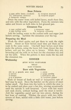 an old recipe book with instructions on how to make dinner meats and other foods