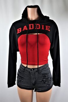 Baddie Crop Hoodie – Final Sale Cropped Hoodie Outfit, Crop Hoodies, Hooded Crop Top, Hoodies Men Style, Crop Hoodie, Cute Crop Tops, Hoodie Outfit, Cute Swag Outfits, Swag Outfits