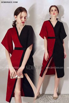 Black And Red Color Blocks Classy Party Dress With Sleeves Ref#HTX97040 at GemGrace. #WeddingGuestDresses Shop now to get $10 off. Pro custom-made service for wedding dress, formal dress. View Homecoming Dresses,Wedding Guest Dresses,Sexy Homecoming Dresses,Formal Dresses for more ideas. Click to shop now! #BuyableWeddingGuestDresses Red Short Sleeve Midi Dress For Cocktail, Red V-neck Midi Dress For Party Season, Red Short Sleeve Midi Dress For Party, Red V-neck Midi Dress For Holiday, Classy Party Dress, Party Dress With Sleeves, Trendy Dress Styles, Party Dresses With Sleeves, Classy Party