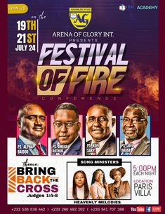 the poster for festival of fire