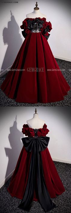 10% off now|Free shipping world-wide. Unique Black And Red Velvet Formal Dress with Big Bow at GemGrace. Click to learn our pro custom-made service for wedding dress, formal dress. View #PromDresses for more ideas. Elegant Velvet Ball Gown Evening Dress, Holiday Velvet Prom Dress, Formal Red Velvet Evening Dress, Elegant Fitted Dresses With Red Bow, Red Velvet Evening Dress For Formal Occasions, Red Velvet Formal Evening Dress, Holiday Black Velvet Dress, Elegant Evening Dress With Red Bow, Red Velvet Evening Dress For Banquet