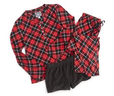 Can't decide between pants and shorts when lounging around the house or going to bed? With this set you don't have to! It includes a coordinating shirt, pants and shorts so you can be cozy all season long. The festive plaid print features red, black and white colors, while solid black shorts provide a versatile pairing option. Crafted from a soft suede microfleece, this set is perfect for chilly nights, lazy weekend days, and even Christmas morning. Big Lots Store, Lazy Weekend, Going To Bed, White Colors, Red And Black Plaid, Christmas Morning, Black And White Colour, Plaid Print, Black Plaid