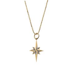 Blue Sapphire Classic 'Stellar' Charm in 18k Gold – Devon Woodhill Fine Jewelry Brightest Star In The Sky, Rings Chain, Star In The Sky, North Star Necklace, Ring Bracelet Chain, Round Locket, Locket Charms, Timeless Treasures, North Star