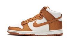 The Nike Dunk High “Monarch” is a white-and-orange colorway of the retro basketball shoe with a fresh blend of materials on its design.  The “Monarch” features a white leather base with Monarch, or orange, nylon overlays.  A Monarch-colored leather Swoosh logo is found on both sides of the shoe.  Additional orange accenting appears in the form of “Nike” and Swoosh branding on the tongue tag.  A white rubber midsole and orange outsole complete the look.  Release date: April 28, 2023 Monarch Shoes, Sb Dunk High, Retro Basketball Shoes, Retro Basketball, Fasion Outfits, The Monarch, Nike Dunk High, Dunk High, Shoe Bags