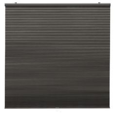 a black roller shade is shown on a white background and it looks like pleated fabric