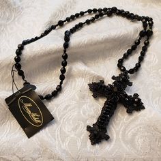 Miriam Haskell. Devine Lustrous Black Beads With Traditional Cross Necklace. Matinee Length 26". Comes With Miriam Haskell Encrypted Tag. Miriam Haskell Jewelry, Miriam Haskell, Cross Designs, Black Beads, Womens Jewelry Necklace, Cross Necklace, Jewelry Necklaces, Women Jewelry, Necklaces