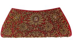 "Add instant glamour and elegance to any evening ensemble with this stunningly beautiful rich burgundy red silk evening bag clutch, intricately hand embroidered by zardozi artisans with copper metallic flowers and embellished with genuine star rubies to create an opulent, sophisticated 3D effect. Such rare artistry and craftsmanship! This is an exclusive piece, a wardrobe investment piece, a modern heirloom. More than fashion, it is an object d'art, inspired by the legacy of royalty. Zardozi mea Metallic Flowers, Embellished Purses, Silk Clutch, Statement Clutch, Wedding Handbag, Floral Clutches, Rich Burgundy, Wedding Clutch, Bridal Clutch