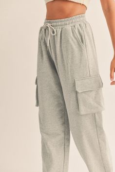 Cargo Pocket Sweat Pants | Evercado Cotton Athleisure Joggers With Side Pockets, Casual Cargo Pants With Drawstring For Leisure, Sporty Relaxed Fit Joggers With Pockets, Leisure Solid Color Sweats With Drawstring, Solid Color Leisure Sweats With Drawstring, Relaxed Fit Joggers With Side Pockets For Jogging, Leisure Athleisure Sweatpants With Side Pockets, Athleisure Sweatpants With Side Pockets For Leisure, Casual Sweatpants With Side Pockets