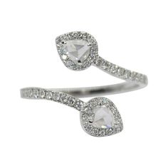 Pear Diamond Rings, Rosecut Diamond Ring, White Gold Set, Pear Diamond, Open Ring, Rose Cut Diamond, Gold Set, G H, Pear Shape