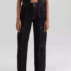 Bdg Brand From Urban Outfitters - Never Worn. Size 29, Black With White Stitching. Silky Pants, Urban Outfitters Pants, Cream Pants, Tan Legs, Velour Pants, Wide Leg Dress Pants, Urban Outfitters Women, Cargo Pant, Corduroy Pants