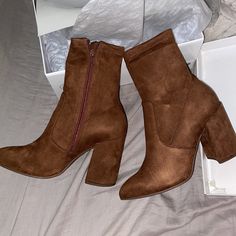 A Socklike Fit Adds To The Modern Appeal Of A Streamlined Bootie Balanced By A 50/50 Block Heel. Steve Madden Combat Boots, Heeled Lace Up Boots, Taupe Heels, Shoes Steve Madden, Steve Madden Boots, Snakeskin Heels, Red Boots, Black Zip Ups, Leather Block Heels