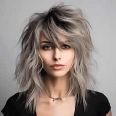 54 Trending Wolf Haircut Ideas for This Year Long Layered Bob With Bangs Over 50, Wolf Cut Women Medium, Autumn 2024 Hair Trends, Wispy Shag, Bangs Haircut Ideas, Bangs Cut, Shag Hair, Wolf Hair, Bangs Haircut