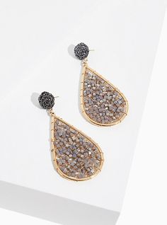 Statement-making teardrop earrings with beaded details and wire accents make these the perfect accessory adding that wow-factor to your outfit. Post back. Man-made materials. Imported. The best plus size women's gold-tone & grey beaded teardrop earrings in silver. Torrid is your destination for the freshest spring and summer styles. Nickel-free Teardrop Beaded Earrings For Party, Teardrop Beaded Earrings With Ear Wire For Party, Wire Wrapped Teardrop Earrings For Party, Party Teardrop Beaded Earrings With Ear Wire, Party Teardrop Beaded Metal Earrings, Beaded Metal Teardrop Chandelier Earrings, Teardrop Beaded Earrings For Party, Party Beaded Teardrop Drop Earrings, Party Beaded Teardrop Earrings