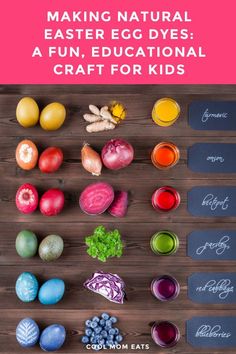 an easter egg dye kit with the words making natural easter eggs fun, educational craft for kids