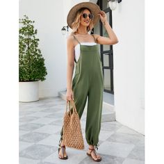 Baggy Overalls For Women, Overalls Women, High-Quality Cotton And Linen Made Of Breathable And Comfortable, Will Not Be Easy To Wrinkle. Oversized Overalls For Women, Adjustable Straps, Adjust The Length You Need, Unique Design Of The Leg, Can Be Used As Loose Wide Leg Pants, Or Tighten The Leg Straps, As Lantern Pants. Women Summer Sleeveless Cotton Linen Black Bib Overalls, Sleeveless, Square Neck, Wide Leg Pants, Side Pockets, Casual And Loose Fit, Perfect For Travel. Women Long Loose Bib Pan Casual Green Solid Color Overalls, Casual Solid Color Jumpsuits And Rompers For Leisure, Casual Solid Color Jumpsuit For Leisure, Sleeveless Summer Leisure Jumpsuits And Rompers, Sleeveless Summer Jumpsuits And Rompers For Leisure, Casual Solid Overalls For Summer, Casual Solid Summer Overalls, Casual Solid Color Summer Overalls, Casual Jumpsuits And Rompers With Adjustable Straps For Vacation