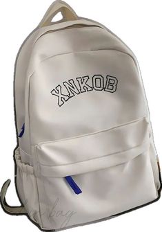 Casual Backpack With Embroidered Logo, Casual Standard Backpack With Embroidered Logo, White Travel Bag With Embroidered Logo, Casual Backpack With Embroidered Logo For Daily Use, Trendy White Backpack With Letter Print, White Letter Print Backpack For Back To School, Back To School White Letter Print Backpack, Casual School Bag With Embroidered Logo, Standard Backpack With Embroidered Logo For Daily Use