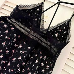 Nwt Victoria's Secret Pajama Sleep Cami Top Size M Black With Pink Floral Bouquets V Neckline Pretty Inset Semi Sheer Black Lace Detail At Bustline Adjustable T-Back/Racerback Satin Spaghetti Straps Very Soft 90% Modal 10% Elastane Comfy A Line Babydoll Style No Flaws Tags: Gift,Holiday,Feminine,Girly,Lounge,Day To Night,Sexy,Comfy,Stretch,Stretchy,Spring,Summer,Fall,Winter,Boho,Casual,Lightweight,Flowy,Loose,Swingy,Cotton, Flowers,Lacey,Classic, Lounge Loungewear Hip Vibe Trend Stretch Black V-neck Sleepwear For Spring, Black Sleepwear For Spring Sleepover, Fitted Cami Sleepwear For Pajama Party, Pink Cami Sleepwear For Night, Cami Sleepwear With Lace Trim For Pajama Party, Black Summer Nightgown For Pajama Party, Black Lace Summer Sleepwear, Black Lace Sleepwear For Summer, Black Nightgown For Sleepover