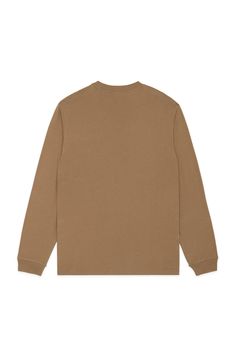 Classic Long Sleeve Pocket Tee - Teddy Fresh Brown Casual Tops With Ribbed Cuffs, Casual Brown Tops With Ribbed Cuffs, Everyday Cotton Crew Neck Henley, Fall Crew Tops With Double-needle Stitching, Brown Long Sleeve Cotton T-shirt, Casual Ribbed Collar T-shirt For Fall, Casual Fall T-shirt With Ribbed Collar, Casual Long Sleeve Tops With Double-needle Stitching, Cotton Relaxed Fit Henley For Fall