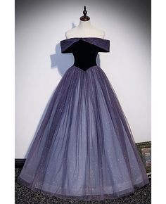 Navy Blue Ball Gown, Glitter Prom Dress, Purple Evening Dress, Purple Tulle, Off Shoulder Evening Dress, Blue Ball Gowns, 파티 드레스, Purple Prom Dress, Long Prom Gowns