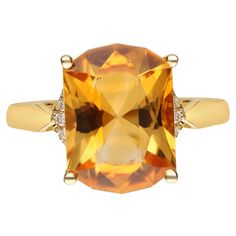 Citrine Ring, Yellow Gold Ring, Golden Yellow, Jewelry Rings Engagement, White Diamonds, Yellow Gold Rings, Diamond White, Paper Lamp, Prong Setting