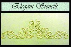 the elegant stencils logo is shown in gold on a light green paper background