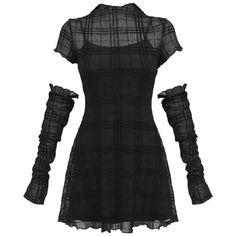 Lace Mesh Dress, Lace Dress With Sleeves, Kpop Fashion Outfits, Edgy Outfits, Dark Fashion, Plaid Dress, Visual Kei