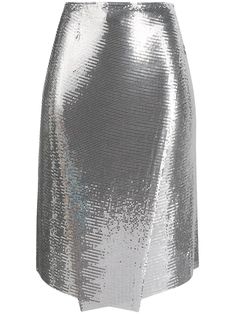 silver aluminium asymmetric design mid-rise concealed side fastening Chain Mail Skirt, Chainmail Skirt, Mesh Midi Skirt, Gold Skirt, Chain Mail, Asymmetrical Design, Paco Rabanne, Punk Fashion, All About Fashion