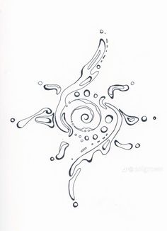 a black and white drawing of an abstract design