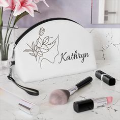 Custom Makeup Bag, Bridal Shower Gift, Personalized Bridesmaid Gifts, Wedding Gift, Travel Toiletry Bag, Cosmetic Bag, Birthday Gift for Her 💕 Comes personalized with recipients name! This makeup and toiletry bag serves as a luxurious home for all your beauty essentials. It makes a practical and memorable gift for a birthday gift, Maid of Honor or Bridesmaid gift, Mother's Day Gift, Christmas gift for daughter, sister, friend. Perfect for travel.  The main purpose of these bags is to store cosm Custom Makeup Bags, Custom Makeup, Cadeau Baby Shower, Travel Toiletry Bag, Personalized Bridesmaid Gifts, Bridesmaids Personalized, Bridal Shower Gift, Travel Toiletries, Toiletry Bag Travel