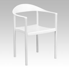 a white plastic chair on a gray background