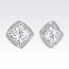 Halo Princess And Round Diamond Jackets Lady Earring Gold 14K 1.90 Ct Earrings Expensive Earrings, Princess Cut Earrings, Diamond Earring Jackets, Round Diamond Earrings, Diamond Solitaire Earrings, Diamond Earrings Studs Round, Girl Necklace, Earring Jackets, Solitaire Earrings