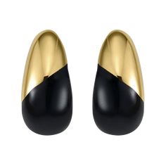 Meet your new go-to big, bold statement earrings to wear with your favorite jeans and tee to a little back dress for a night out. 14k yellow gold and enamel Height 3/4 inch Hinge closure Sold as pair Please allow 6-8 weeks for production if not in stock IN STOCK ✅ Back Dress, 8 Weeks, Black Enamel, Charm Earrings, Dress Backs, Favorite Jeans, Earring Necklace, Ring Necklace, Night Dress