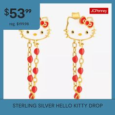 Bead Type: Enamel# Pieces In Set: 1 PairIncluded: 1 Earring Stud(s)Features: Quick ShipCharacter: Hello KittyEarring Back: PostMetal Color: YellowEarring Length: 8.1mmEarring Width: 9.1mmCare: Wipe CleanEarrings Type: Post EarringsEarrings Style: Drop EarringsMetal: Sterling SilverCountry of Origin: Imported Hello Kitty Earring Set, Earring Stud, Sterling Silver Drop Earrings, Earrings Drop, Silver Drop Earrings, Hello Kitty, Kitty, Stud Earrings, Drop Earrings