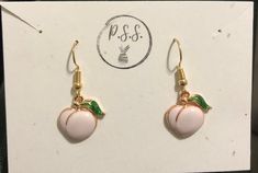 This is an adorable pair of bubbly white peach earrings! Orange Earrings For Spring Gift, Spring Gift Orange Earrings, Peach Earrings For Summer Gift, Playful Earrings For Spring Gift, Cute Orange Jewelry For Party, Cute Orange Party Jewelry, Playful Orange Dangle Jewelry, Playful Orange Party Jewelry, Cute Orange Dangle Jewelry