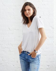 Monroe V-neck Women's T Shirt - Not Monday. White Cotton V-neck Top For Everyday, Casual V-neck Top With Relaxed Fit, Casual V-neck T-shirt For Gatherings, Relaxed Fit V-neck T-shirt For Casual Gatherings, Soft-washed Relaxed Fit V-neck Tops, Casual V-neck Top For Layering, Relaxed White Top For Casual Gatherings, White Short Sleeve V-neck Top For Everyday, Relaxed White V-neck Top